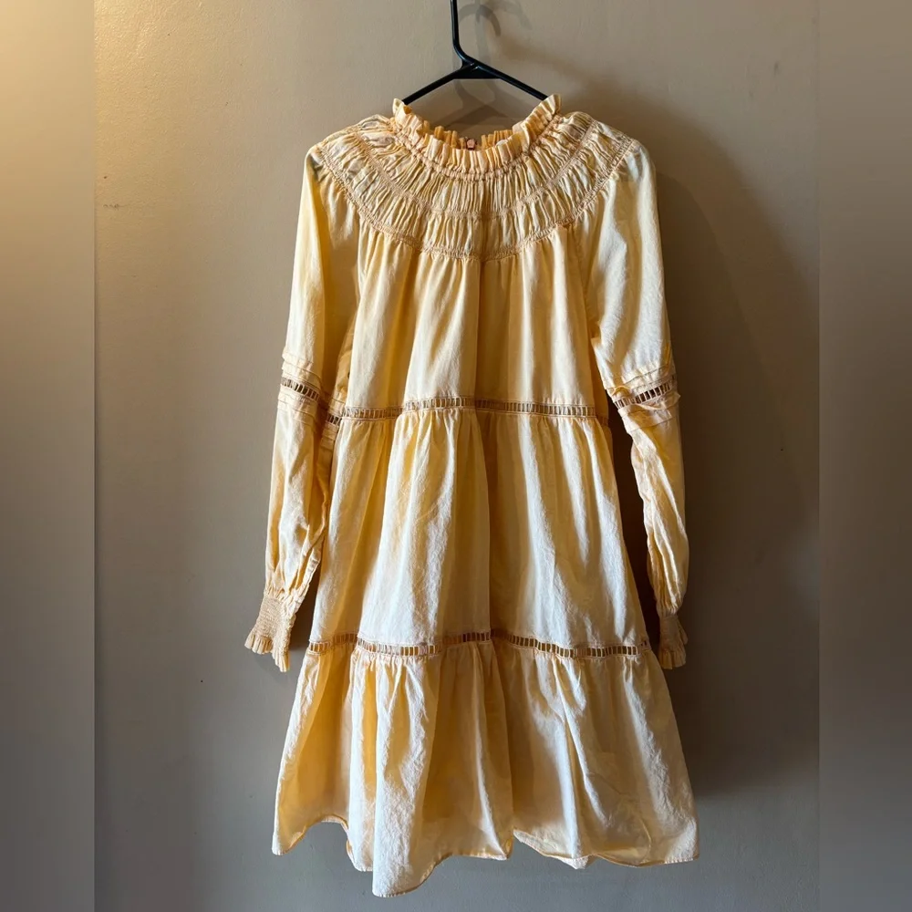 Michael Kors Orange Smocked Long Sleeve Dress Size Small